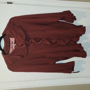 Anthropologie Knitted Dove Ruffle Cardigan M